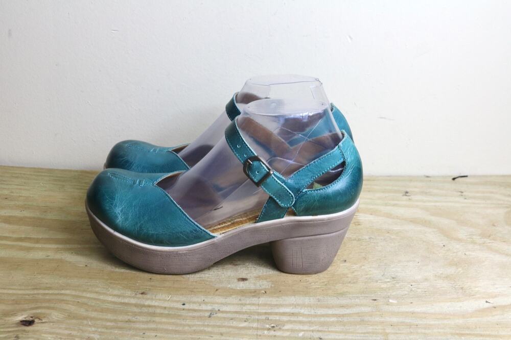 Jafa Clog Blue Green Leather 39 Mary Jane Boho Ankle Strap 72 Shoes Portugal